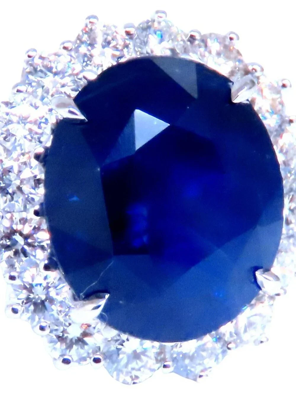 GIA Certified 15.49ct Natural Sapphire Diamonds Cluster Ring 18kt*
